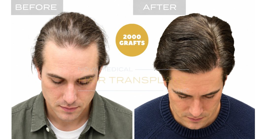 Hairline and frontal density restoration with 2,000 FUE grafts - hair transplant before and after at Nova Medical Boston